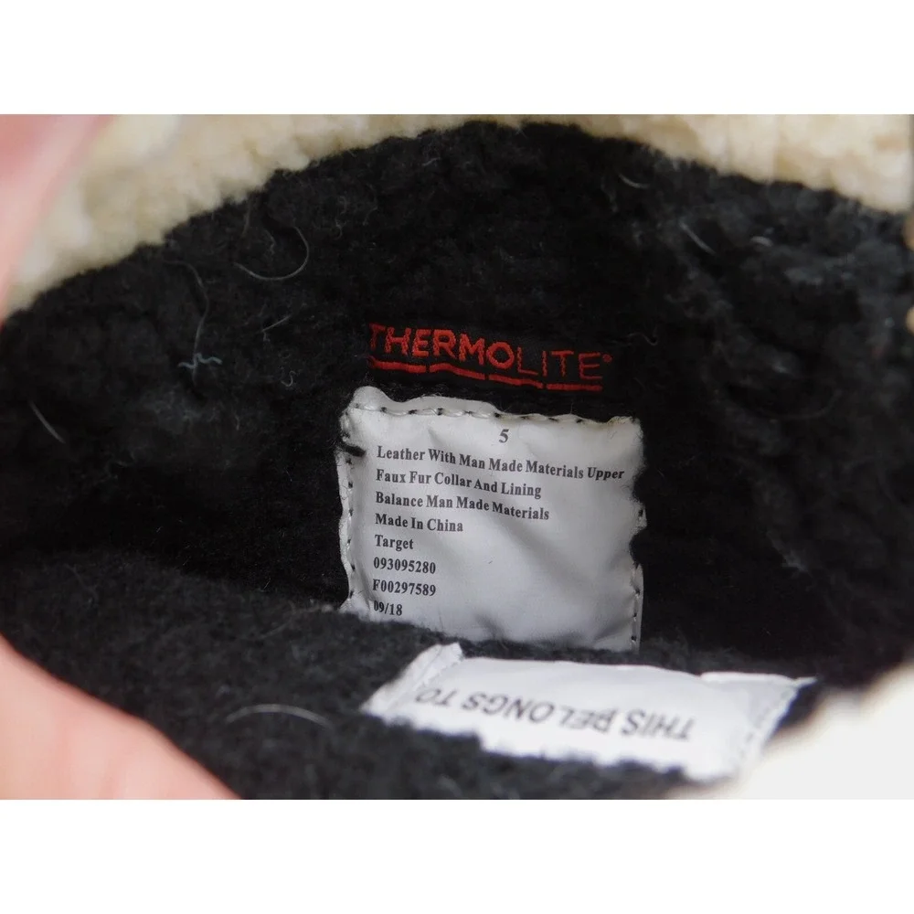 Cat & Jack Winter Boots Tie Up Waterproof Sherpa Lined Size 5 GREAT CONDITI9ON!